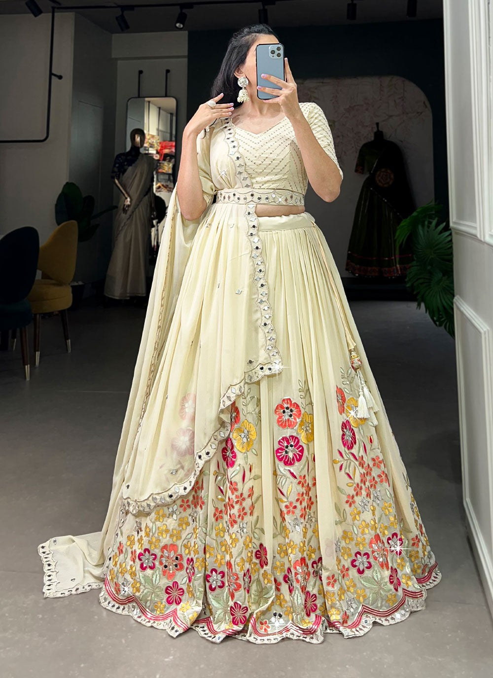 Embroidered Georgette A - Line Lehenga - L1382