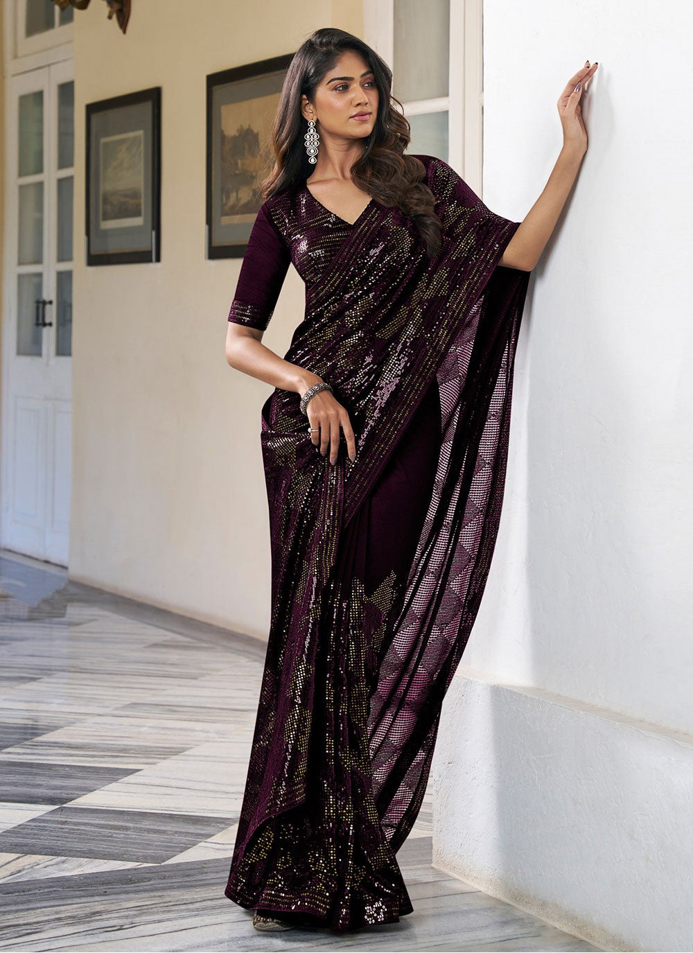 Traditional Sequins Georgette Saree - S4492