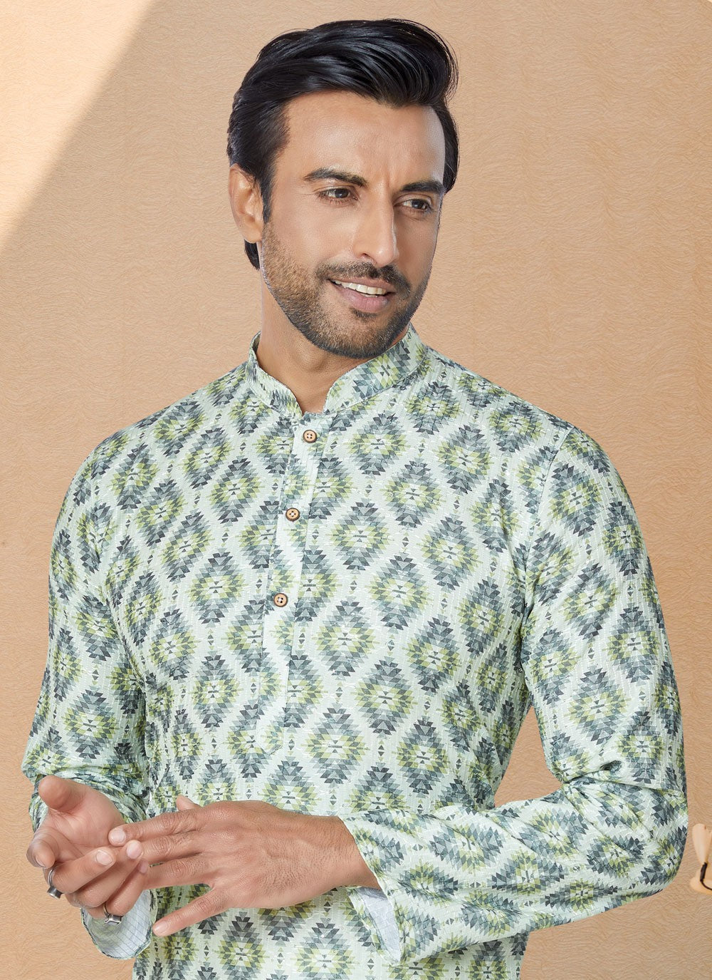 Digital Print Fancy Fabric Multi Colour Kurta Pyjama - M5090