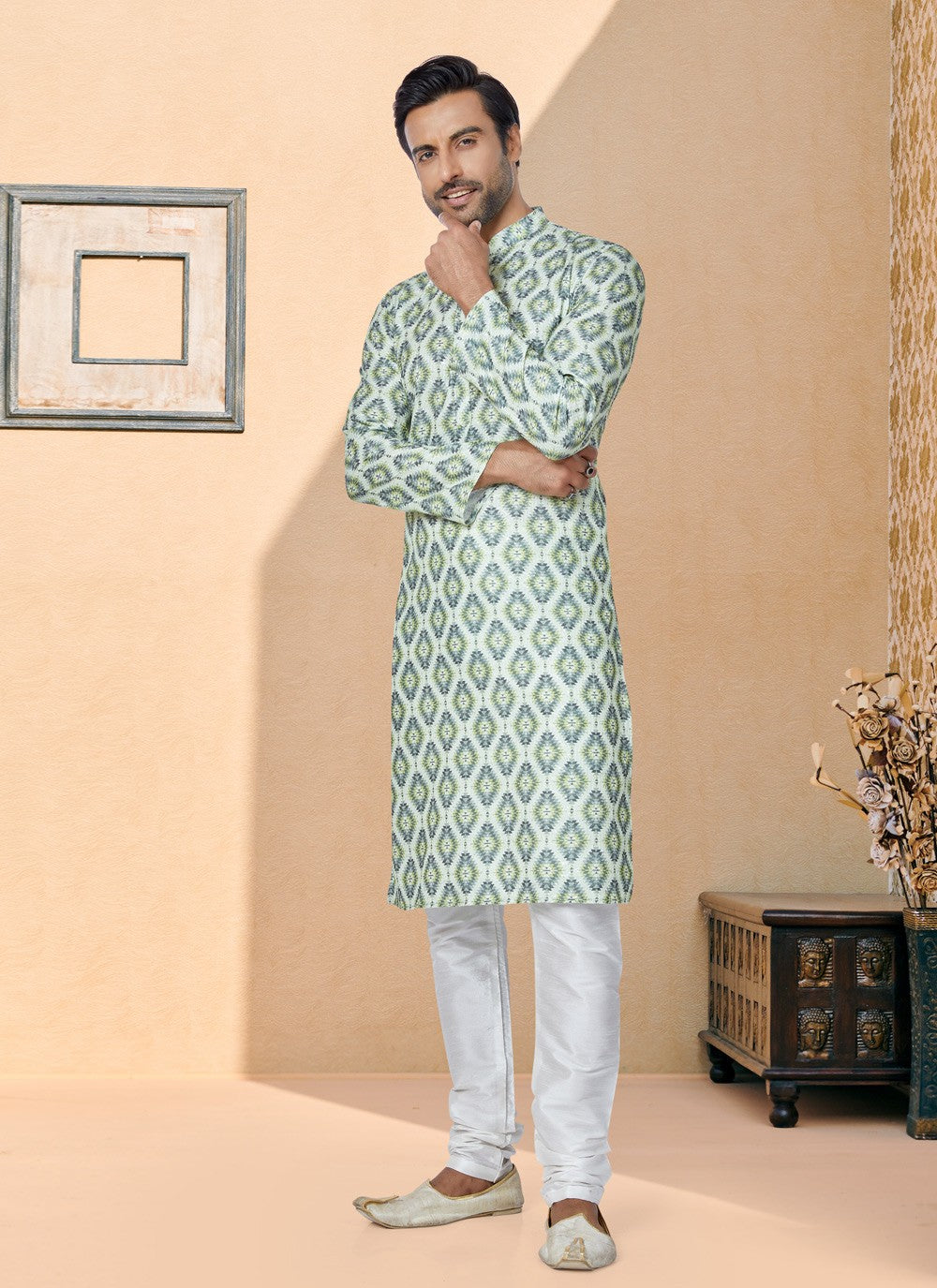 Digital Print Fancy Fabric Multi Colour Kurta Pyjama - M5090