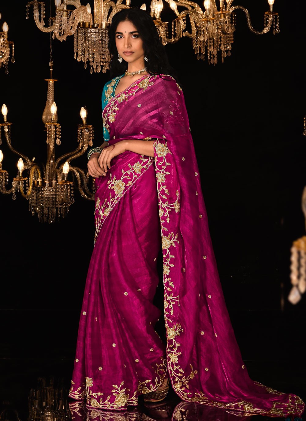 Trendy Border Work Fancy Fabric Saree - S5867