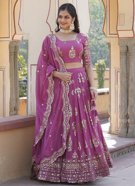 Embroidered Faux Georgette A - Line Lehenga - L1701