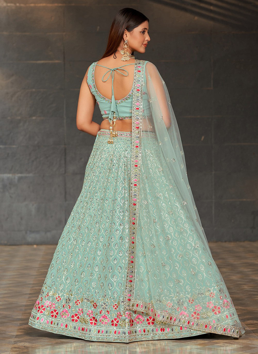 Embroidered Georgette A - Line Lehenga - L1528