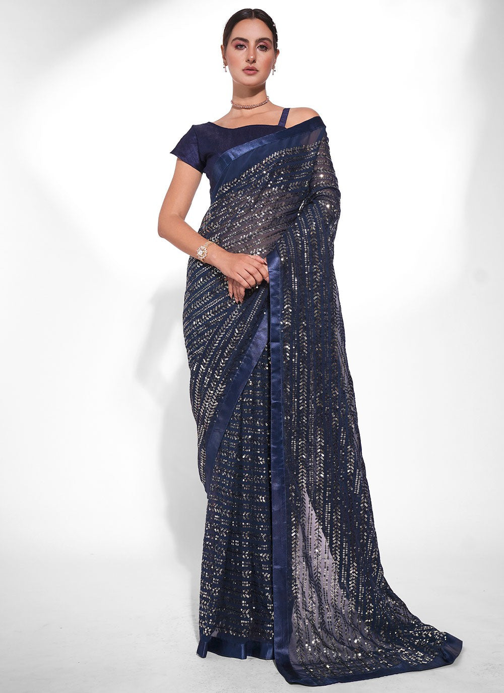 Classic Embroidered Georgette Saree - S3114