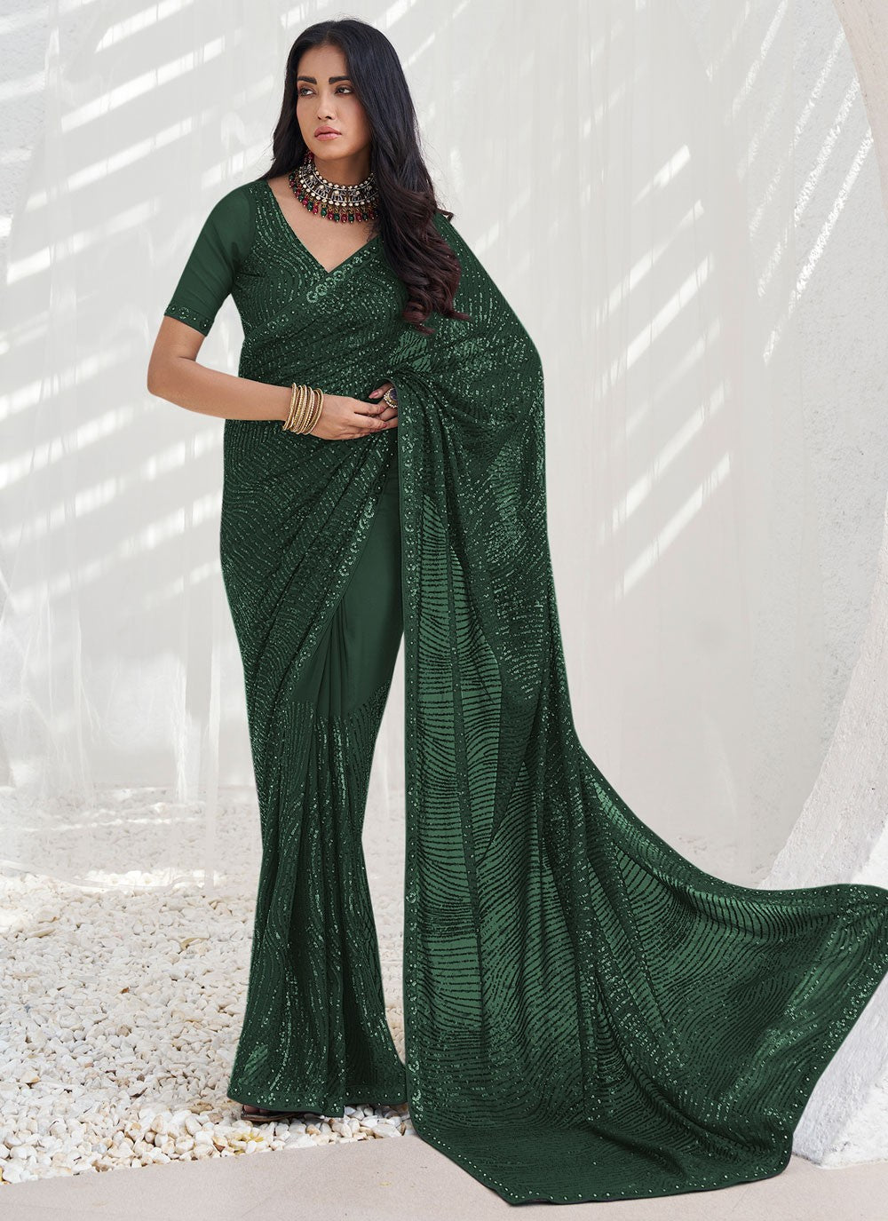 Classic Sequins Georgette Saree - S6402