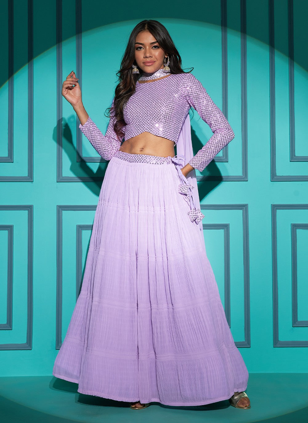 Embroidered Georgette A - Line Lehenga - L0939