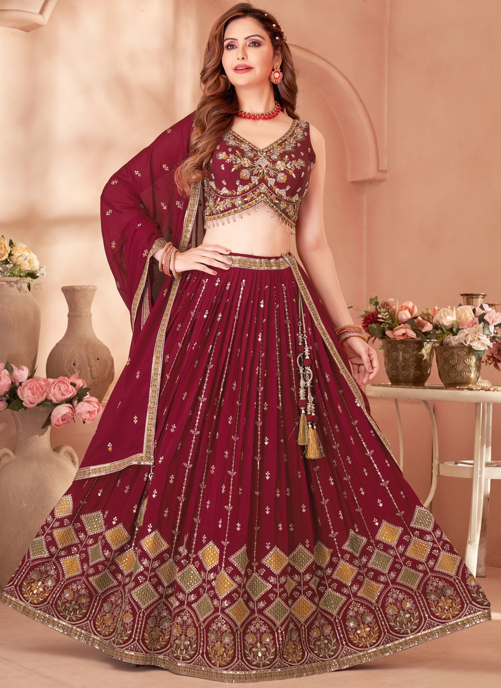 Embroidered Silk Lehenga - L3130