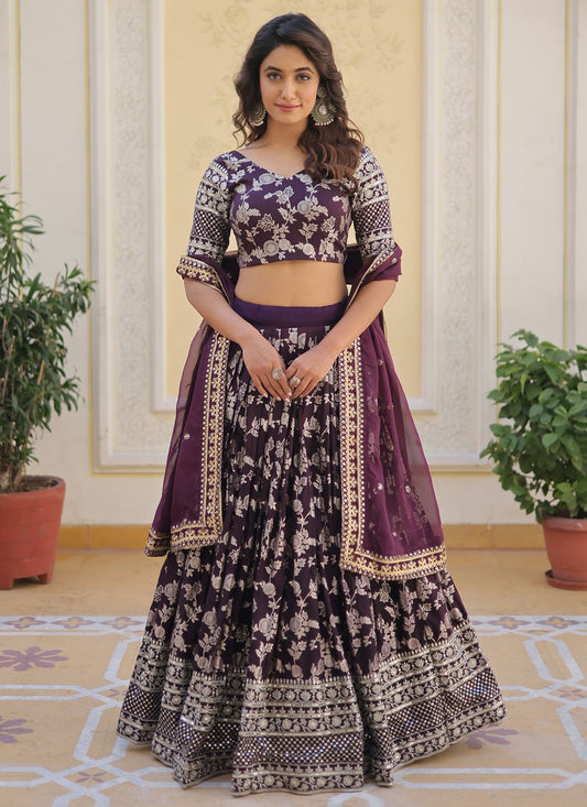 Embroidered Jacquard, Viscose A - Line Lehenga - L1390