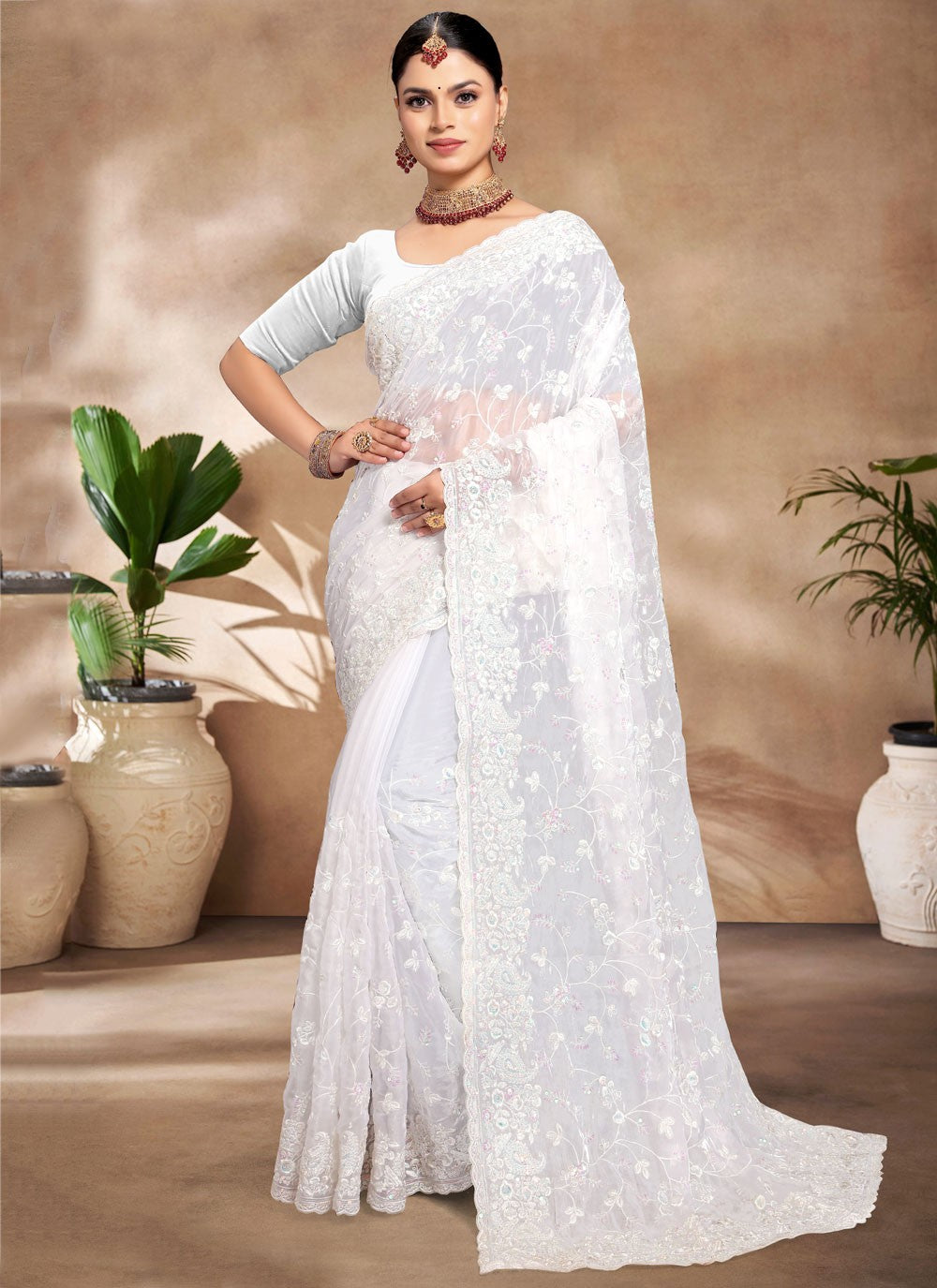 Classic Embroidered Jimmy Chu Saree - S8805