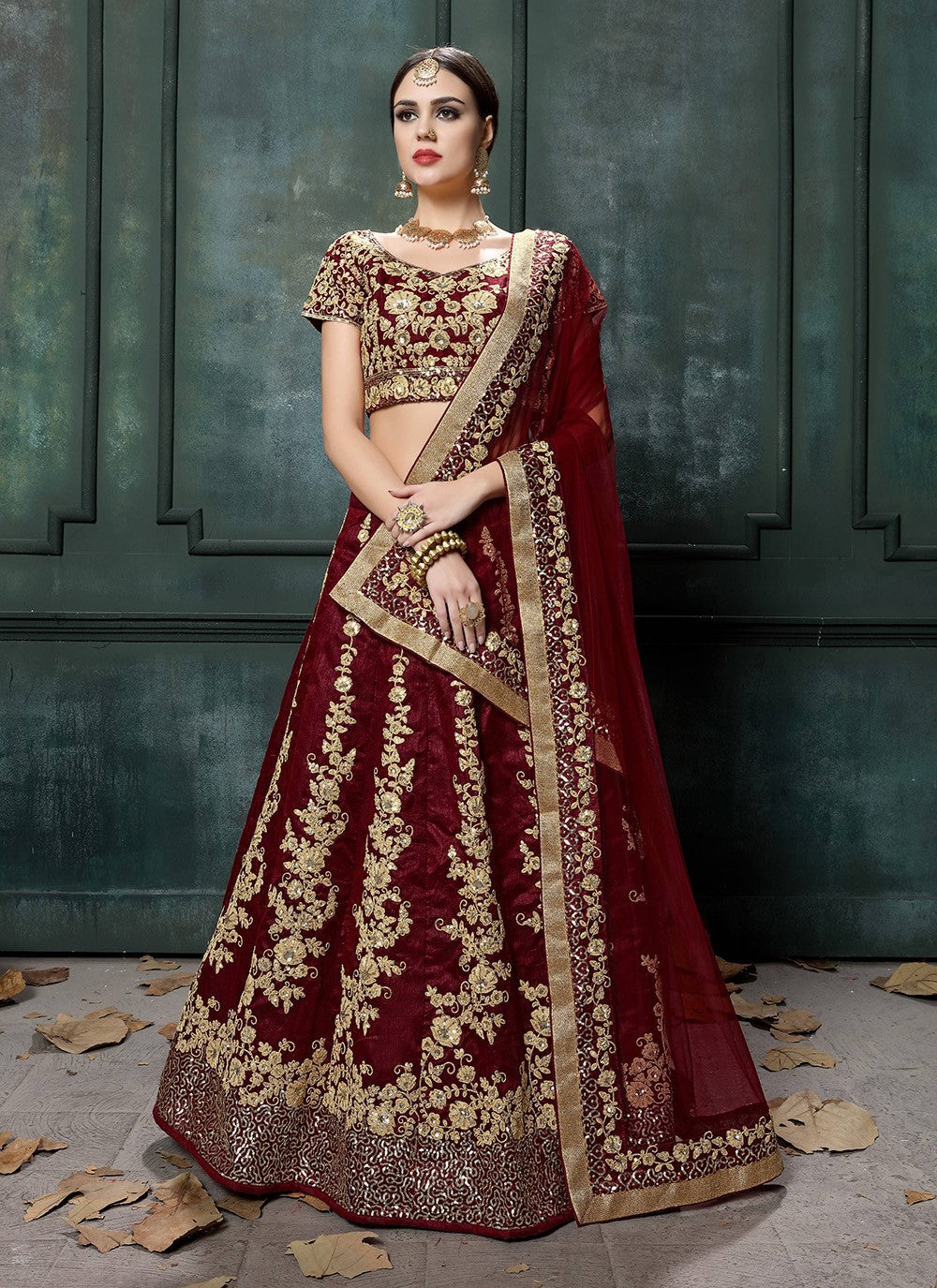 Embroidered Net A - Line Lehenga - L0214