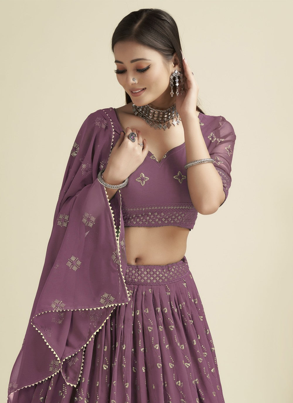 Embroidered Georgette A - Line Lehenga - L1134