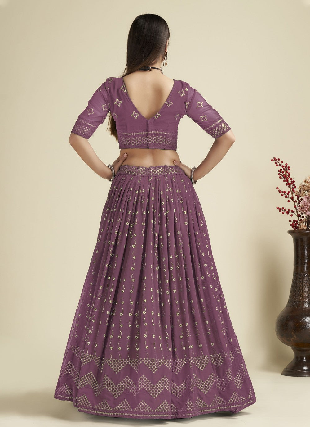 Embroidered Georgette A - Line Lehenga - L1134