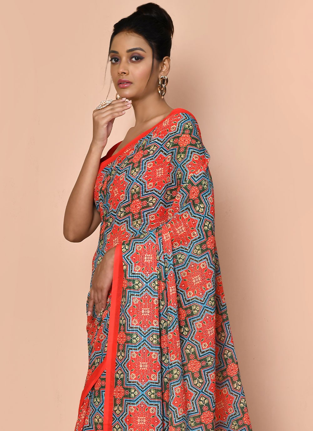 Trendy Printed Faux Georgette Saree - S2991