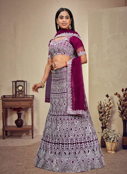 Embroidered Net A - Line Lehenga - L1814