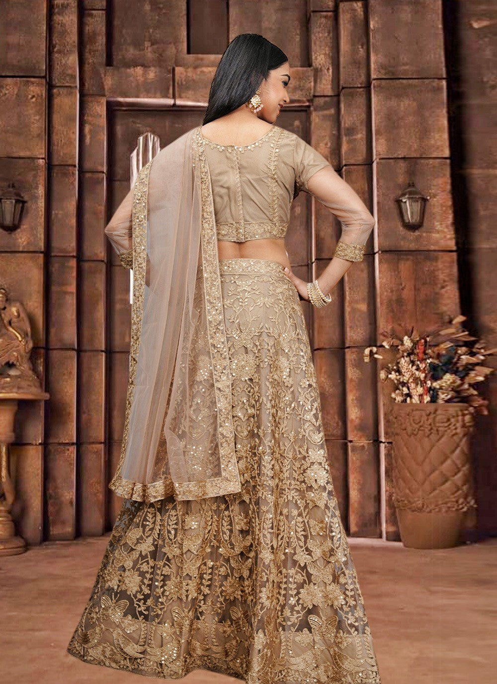 Embroidered Net A - Line Lehenga - L1818