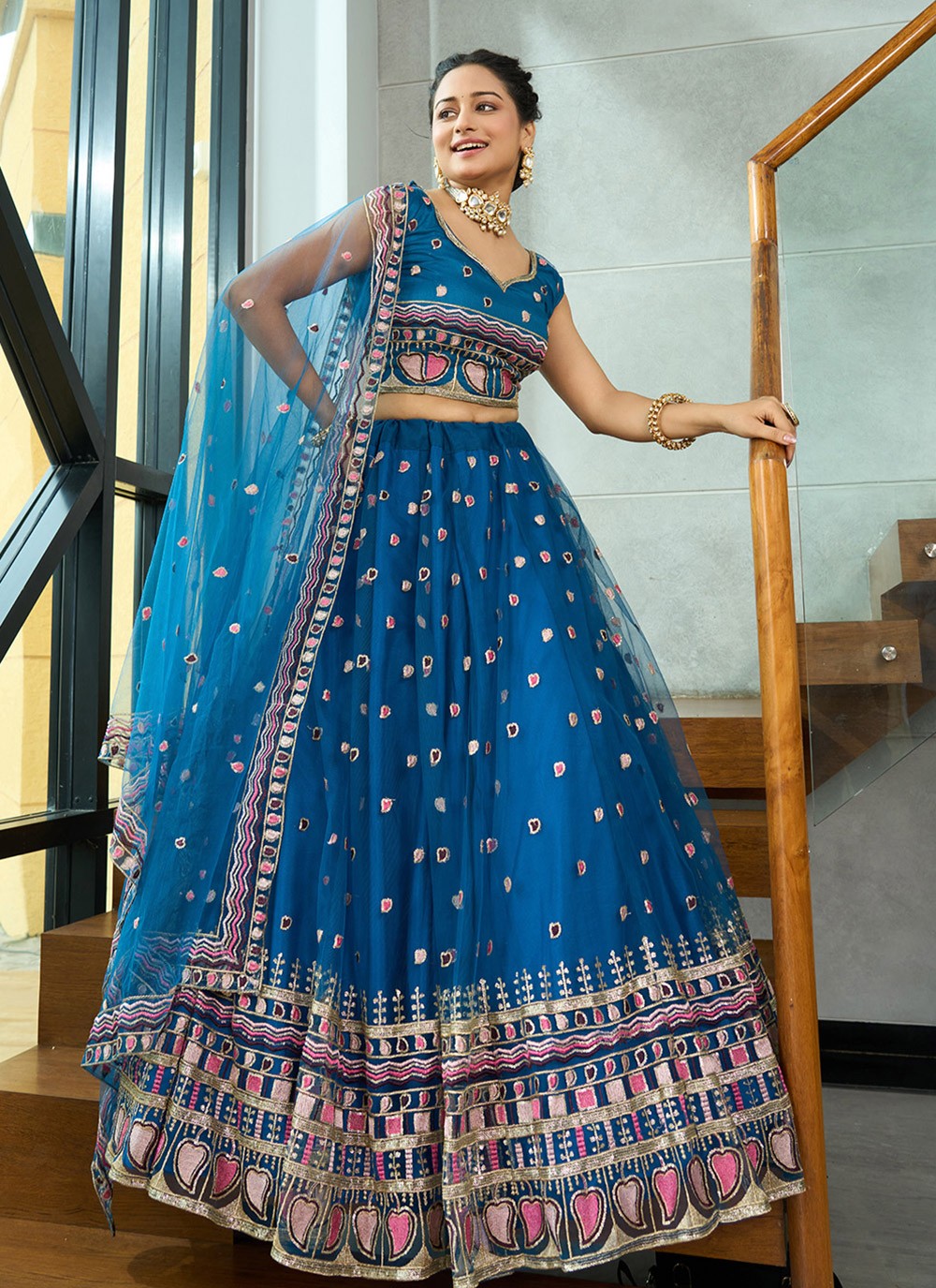 Embroidered Georgette A - Line Lehenga - L2294