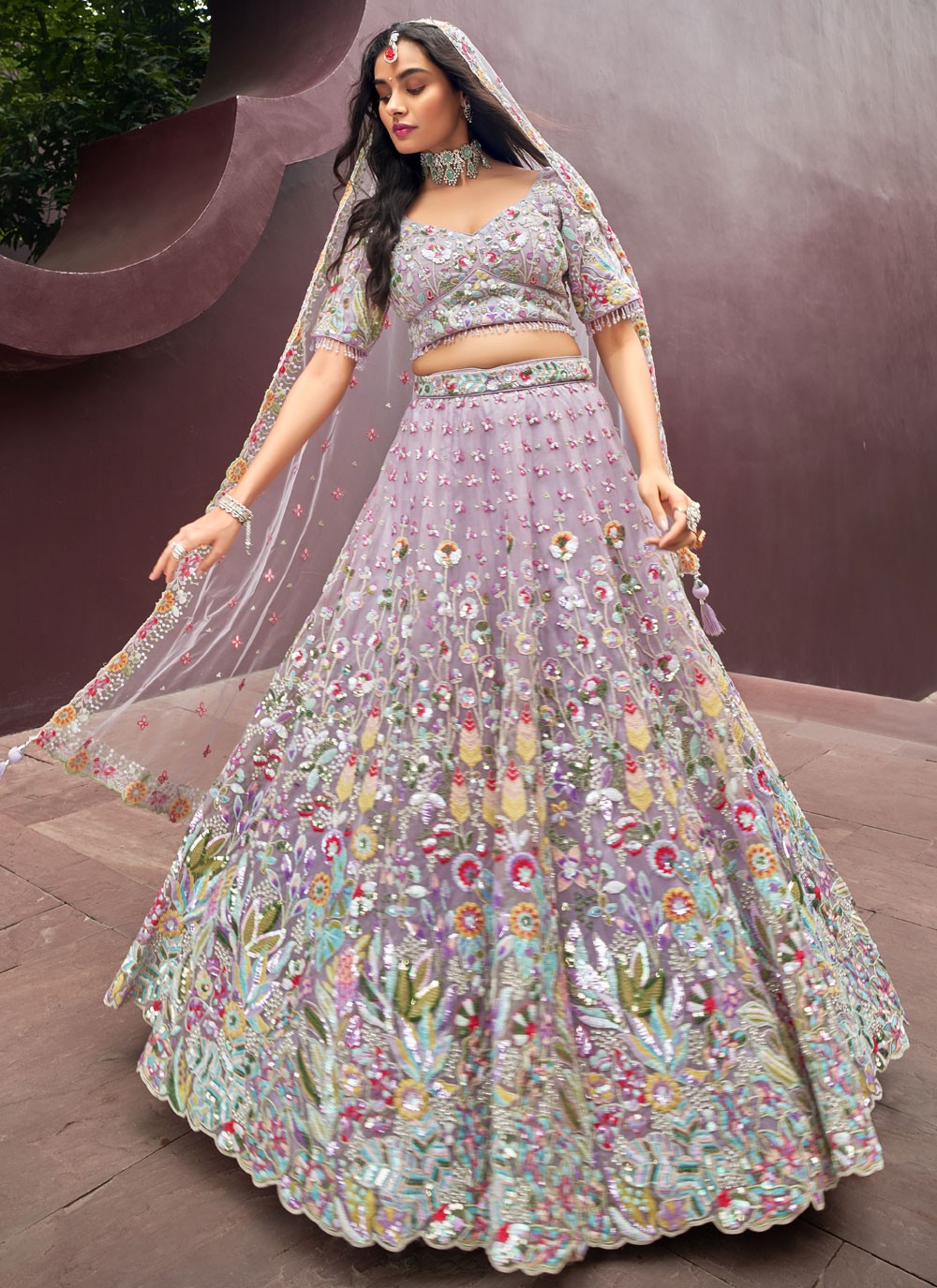 Embroidered Tissue A - Line Lehenga - L2700