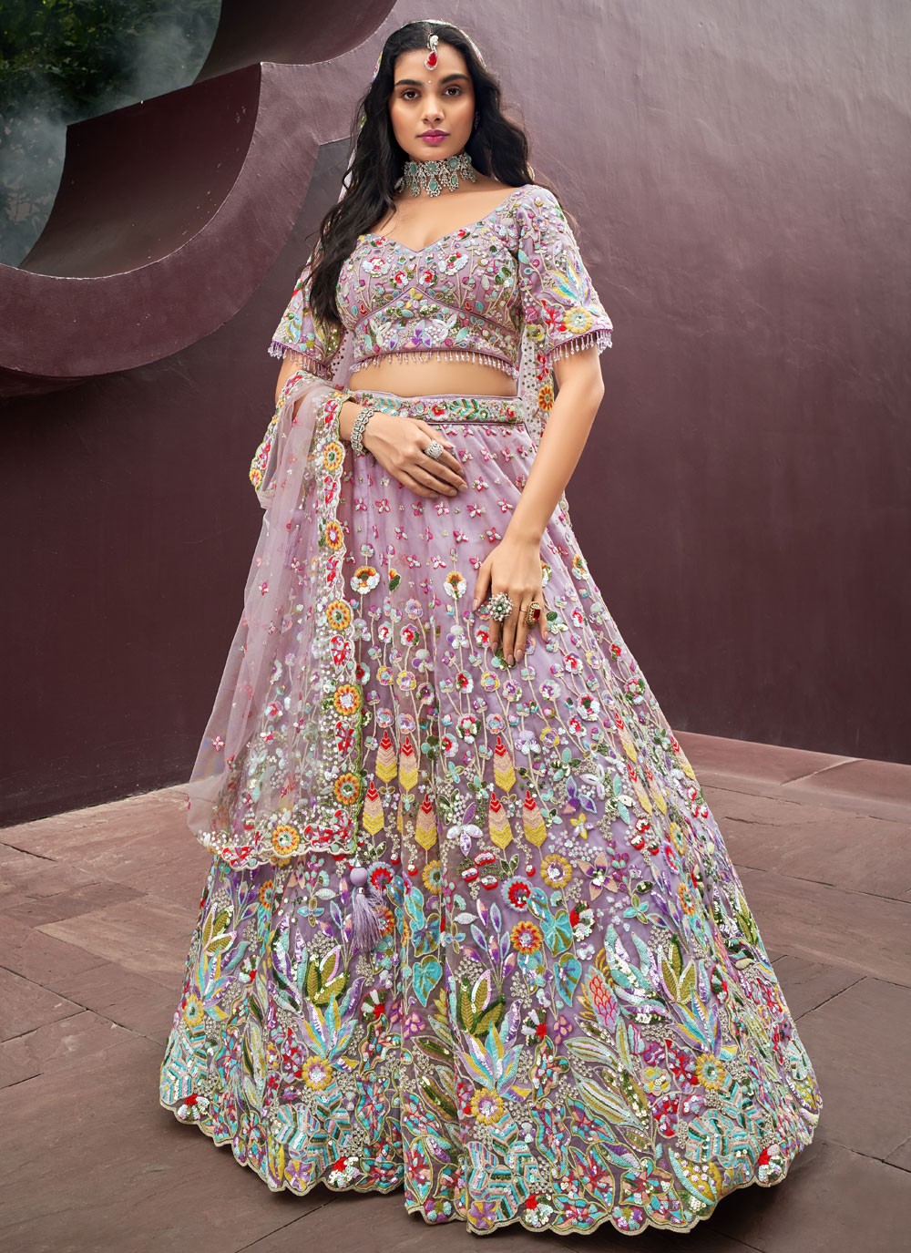 Embroidered Tissue A - Line Lehenga - L2700