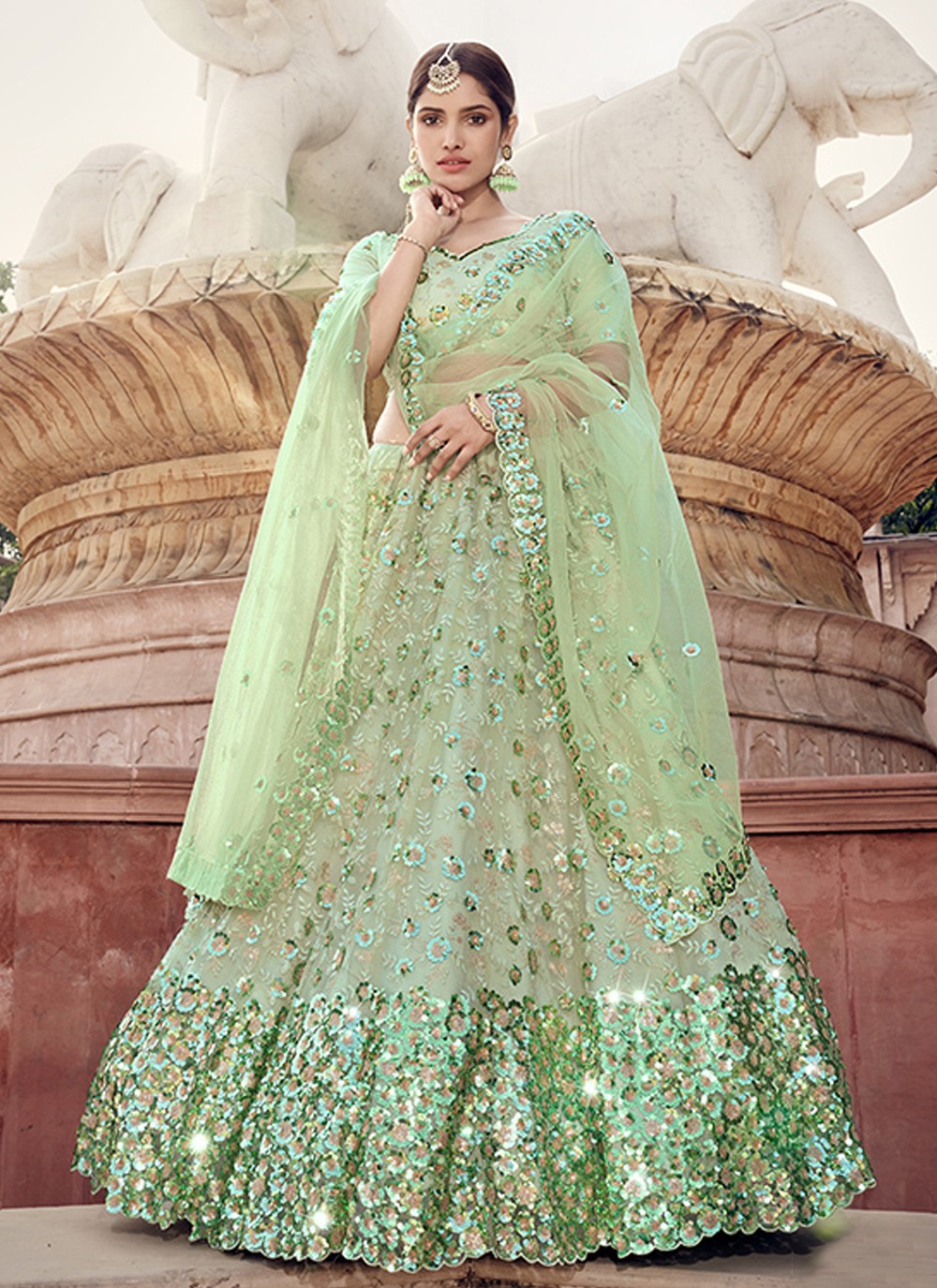 Sequins Net A - Line Lehenga - L0133