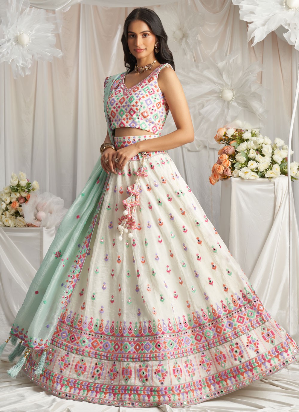 Embroidered Tissue A - Line Lehenga - L2700