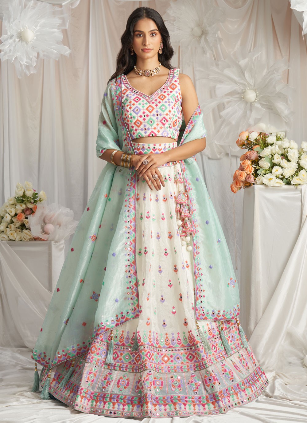 Embroidered Tissue A - Line Lehenga - L2700