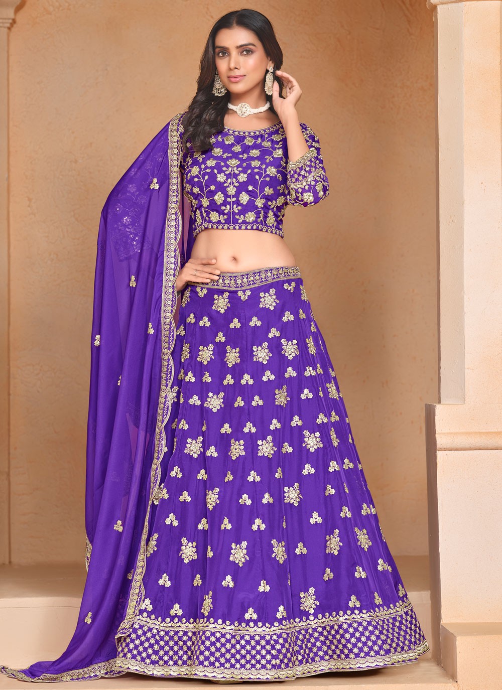 Embroidered Organza A - Line Lehenga - L2438