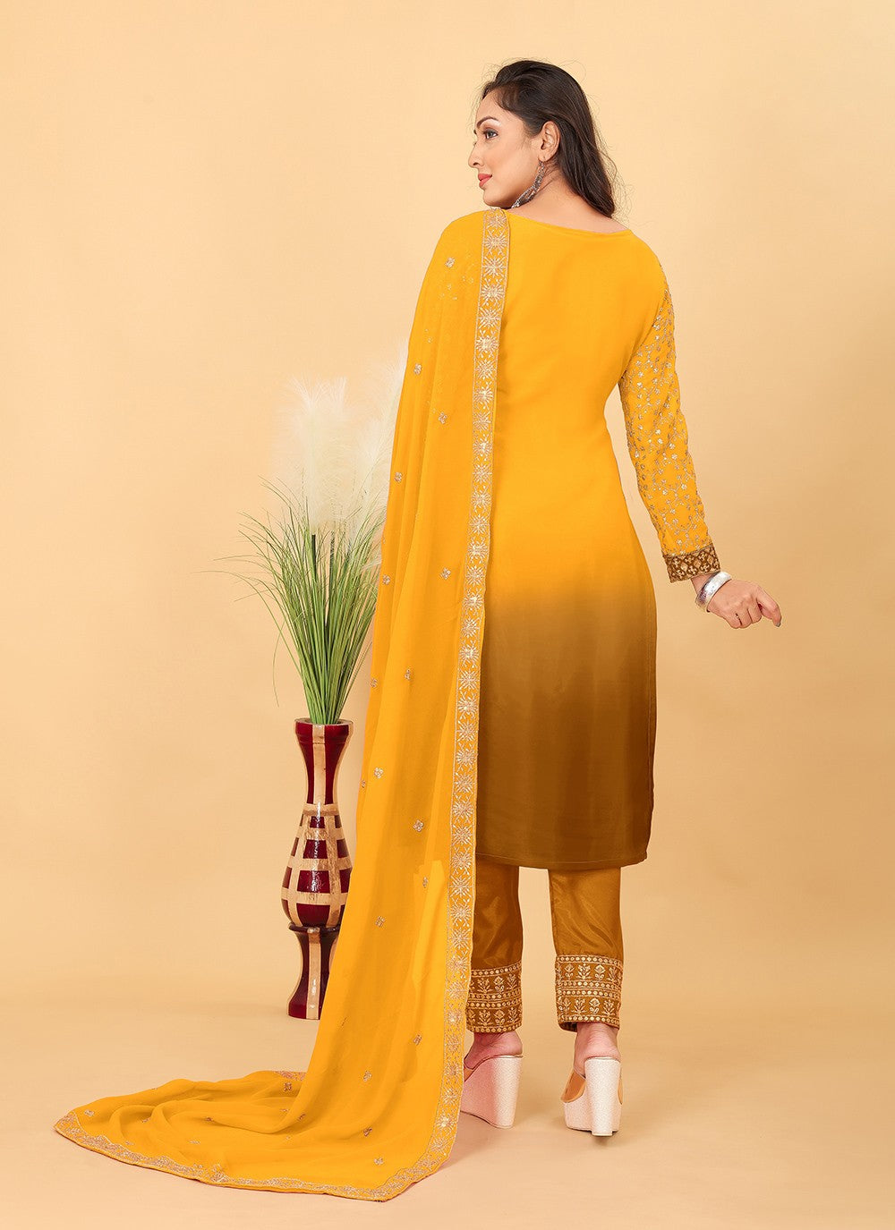 Faux Georgette Pant Style Suit - T3228