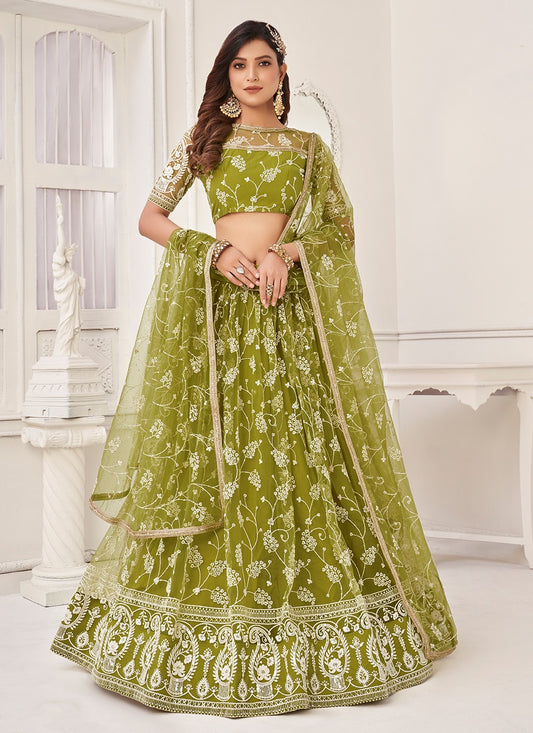 Aari Work Net A - Line Lehenga - L1042