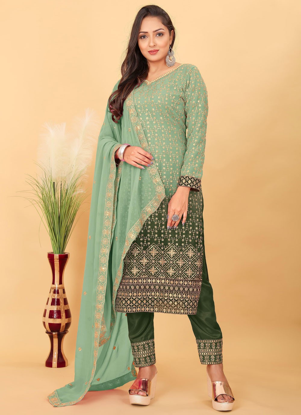 Faux Georgette Salwar Suit - T3696