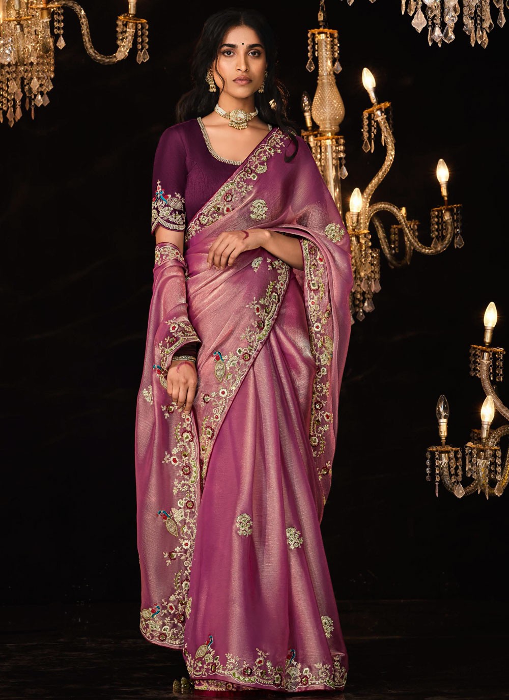 Trendy Border Work Fancy Fabric Saree - S5867