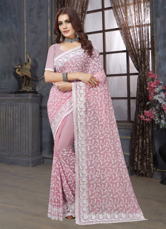 Classic Embroidered Georgette Saree - S4231