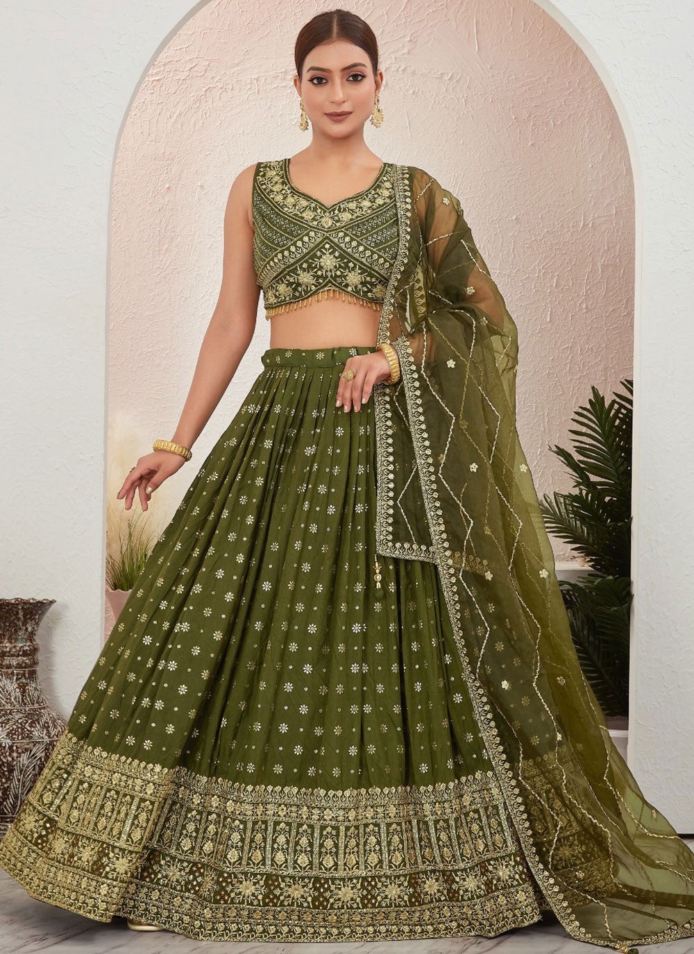 Embroidered Pure Dola Lehenga - L3098