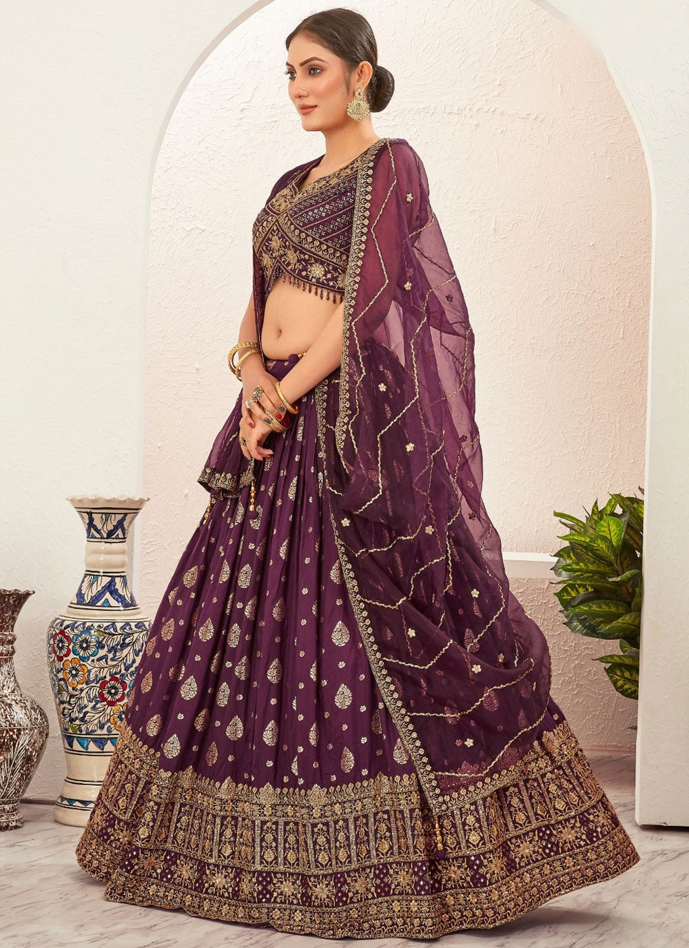 Embroidered Pure Dola Lehenga - L3098