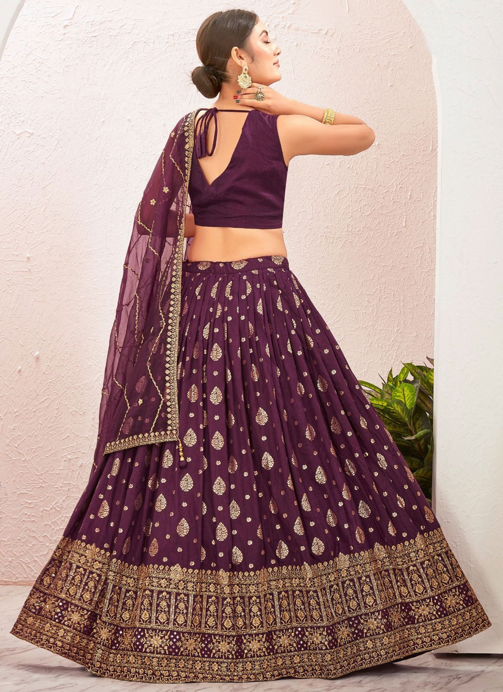 Embroidered Pure Dola Lehenga - L3098