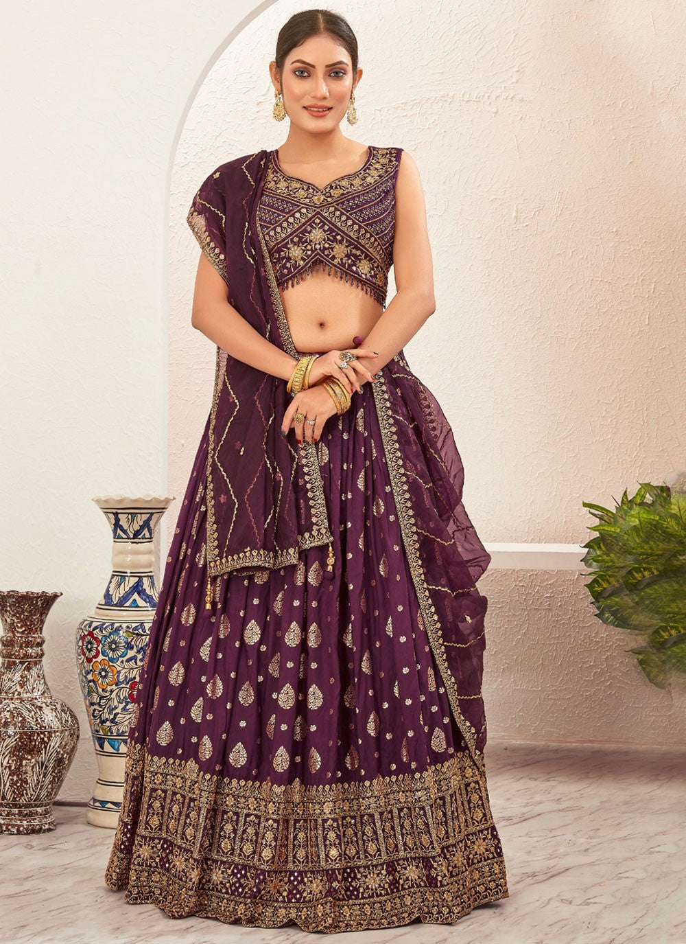 Embroidered Pure Dola Lehenga - L3098