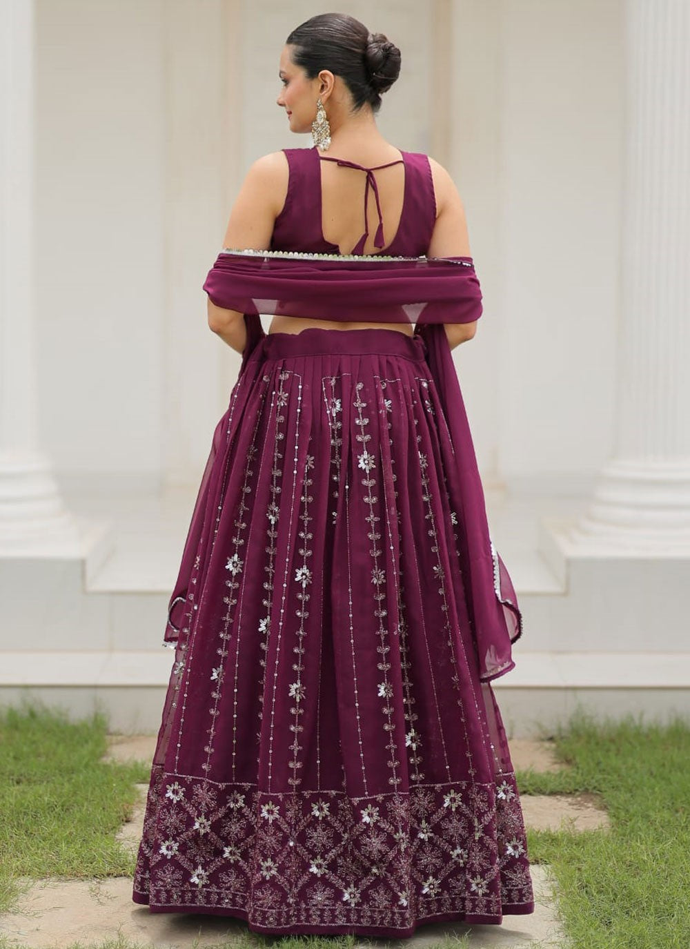 Embroidered Pure Georgette A - Line Lehenga - L2323