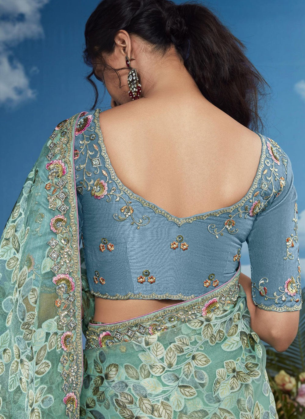 Classic Embroidered Brasso Saree - S8774