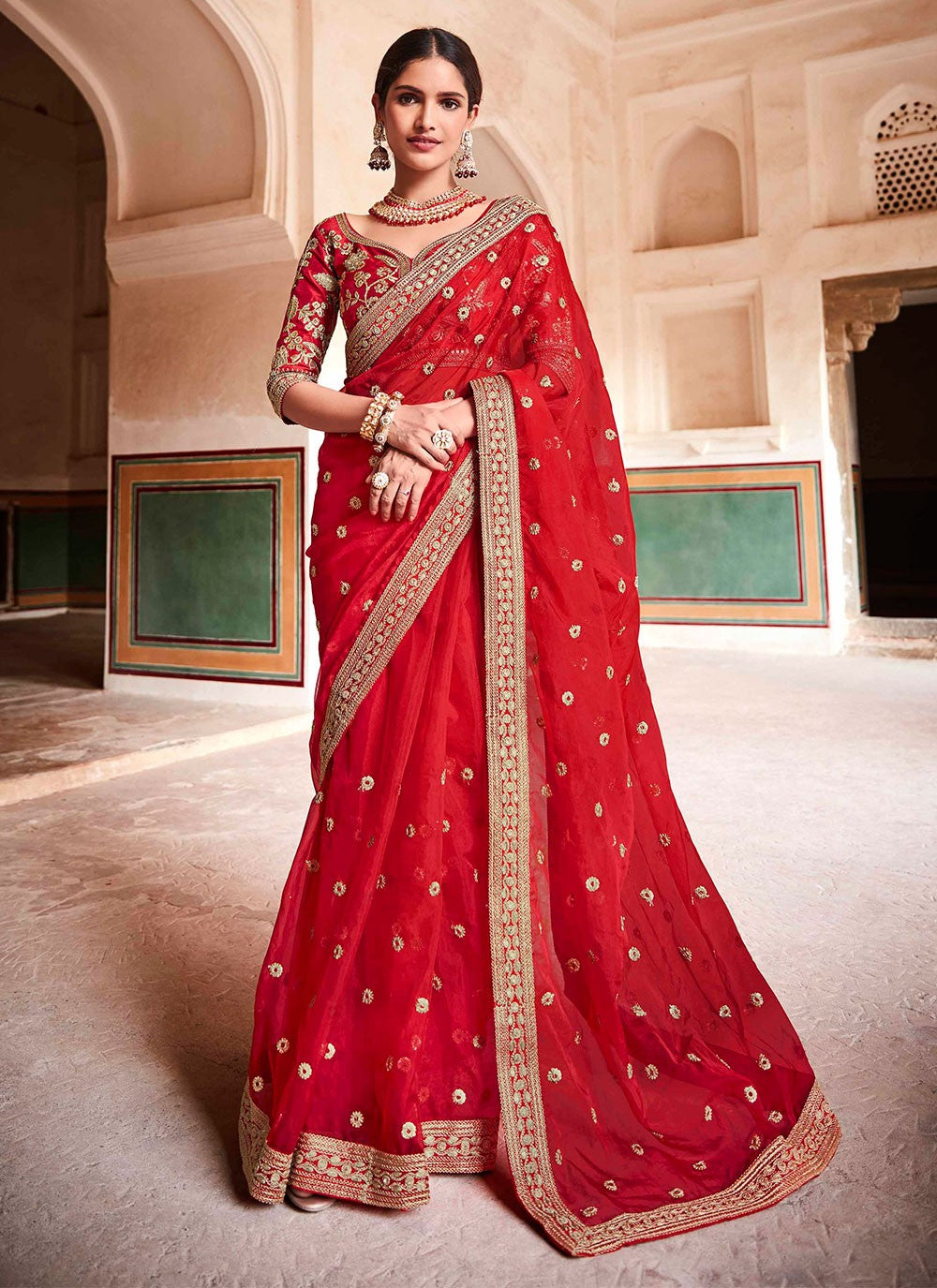 Classic Mirror Organza Saree - S1209