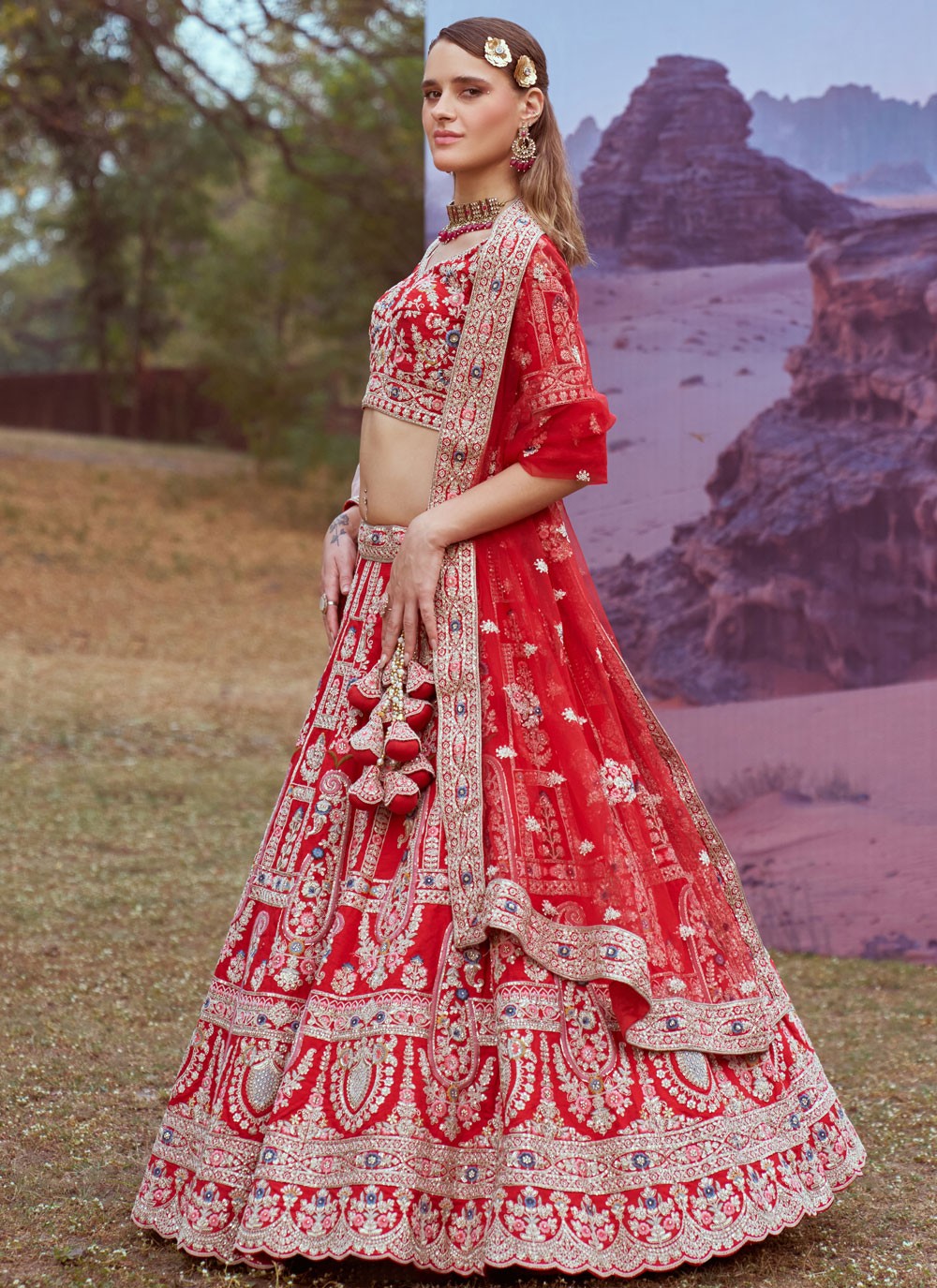 Beads Organza A - Line Lehenga - L2914