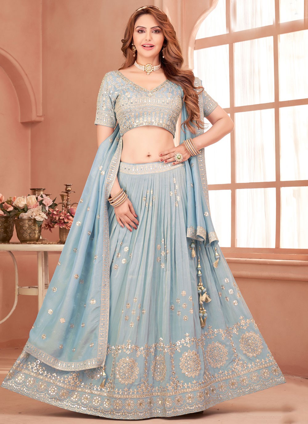 Embroidered Silk Lehenga - L3130