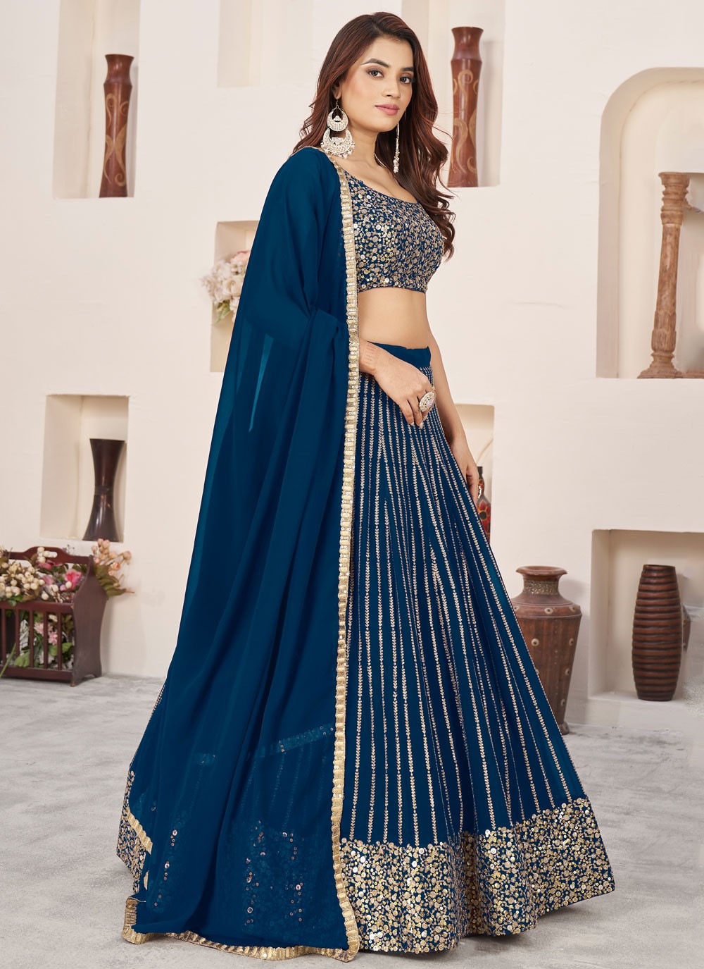 Embroidered Georgette A - Line Lehenga - L2357