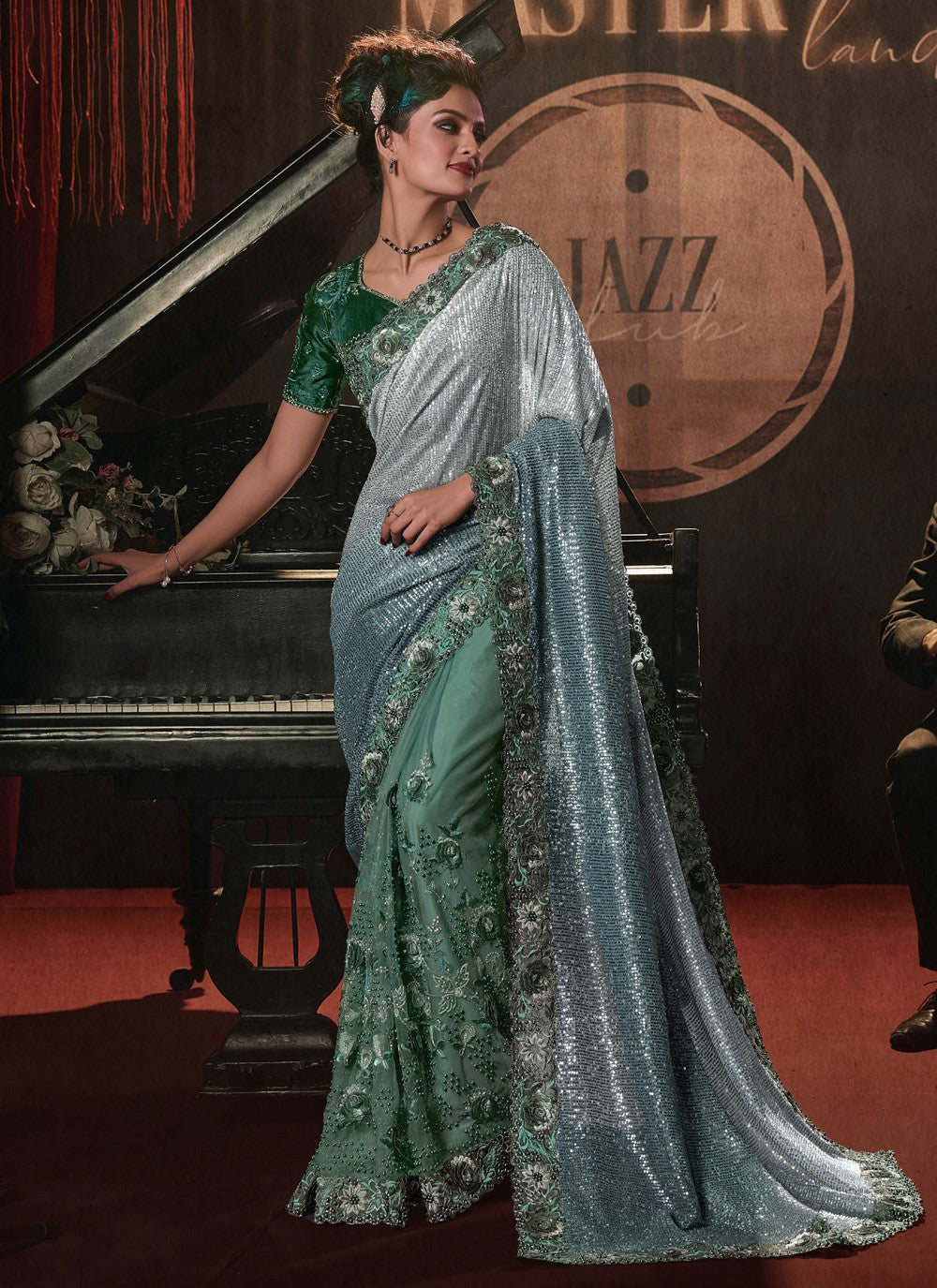 Classic Embroidered Net Saree - S3980