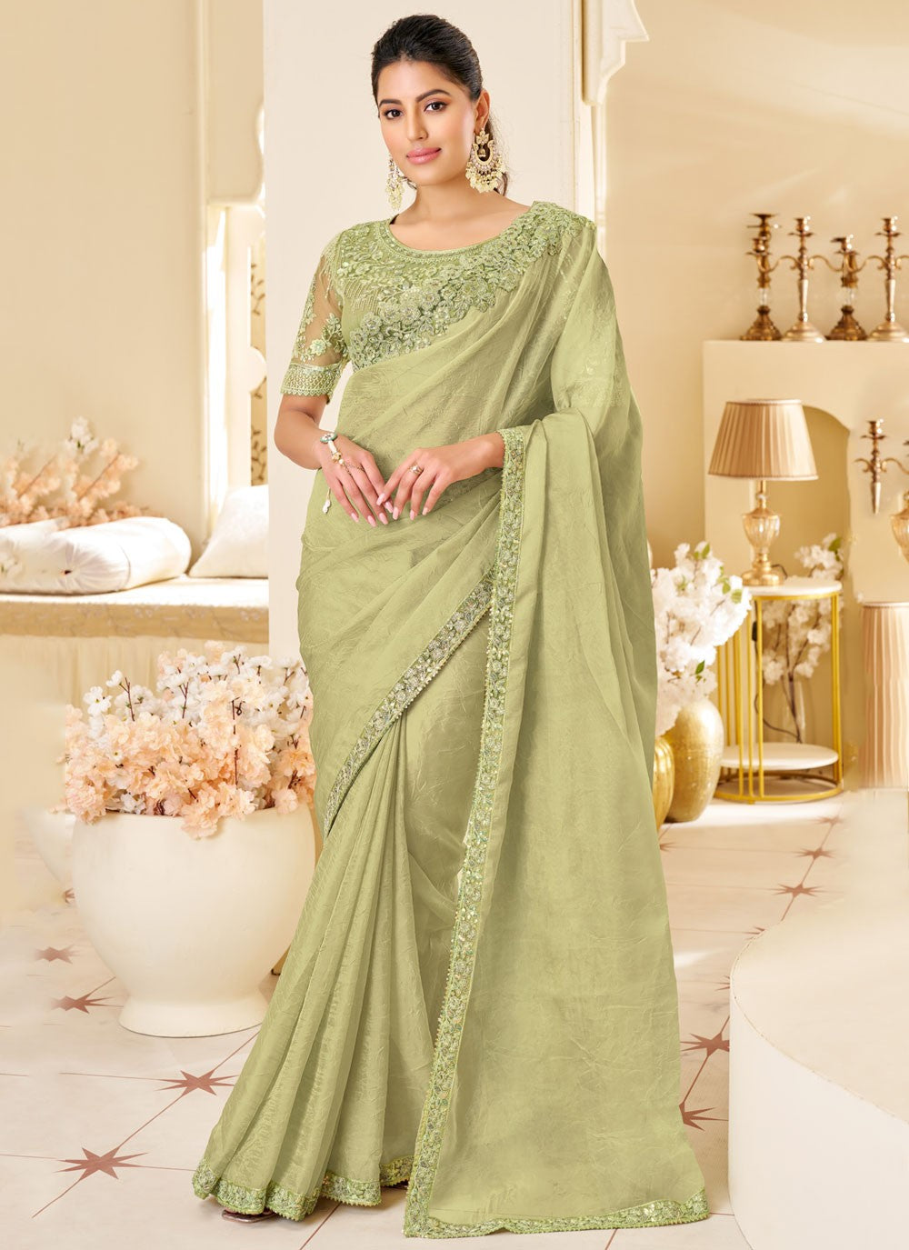 Embroidered, Sequins Shimmer Georgette Saree - S11897