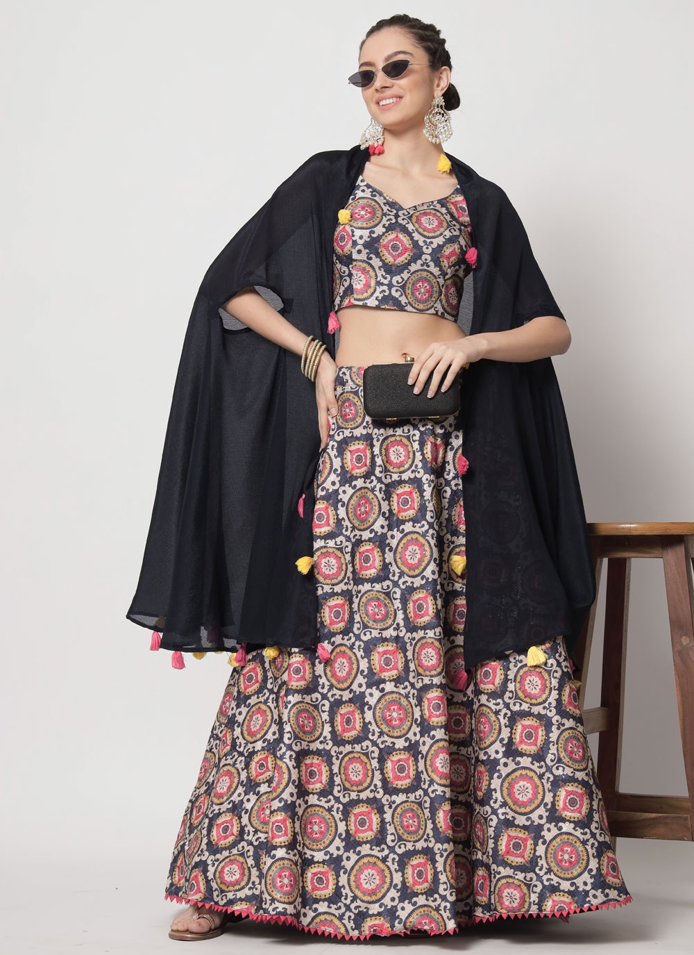 Printed Chinon, Silk A - Line Lehenga - L0894