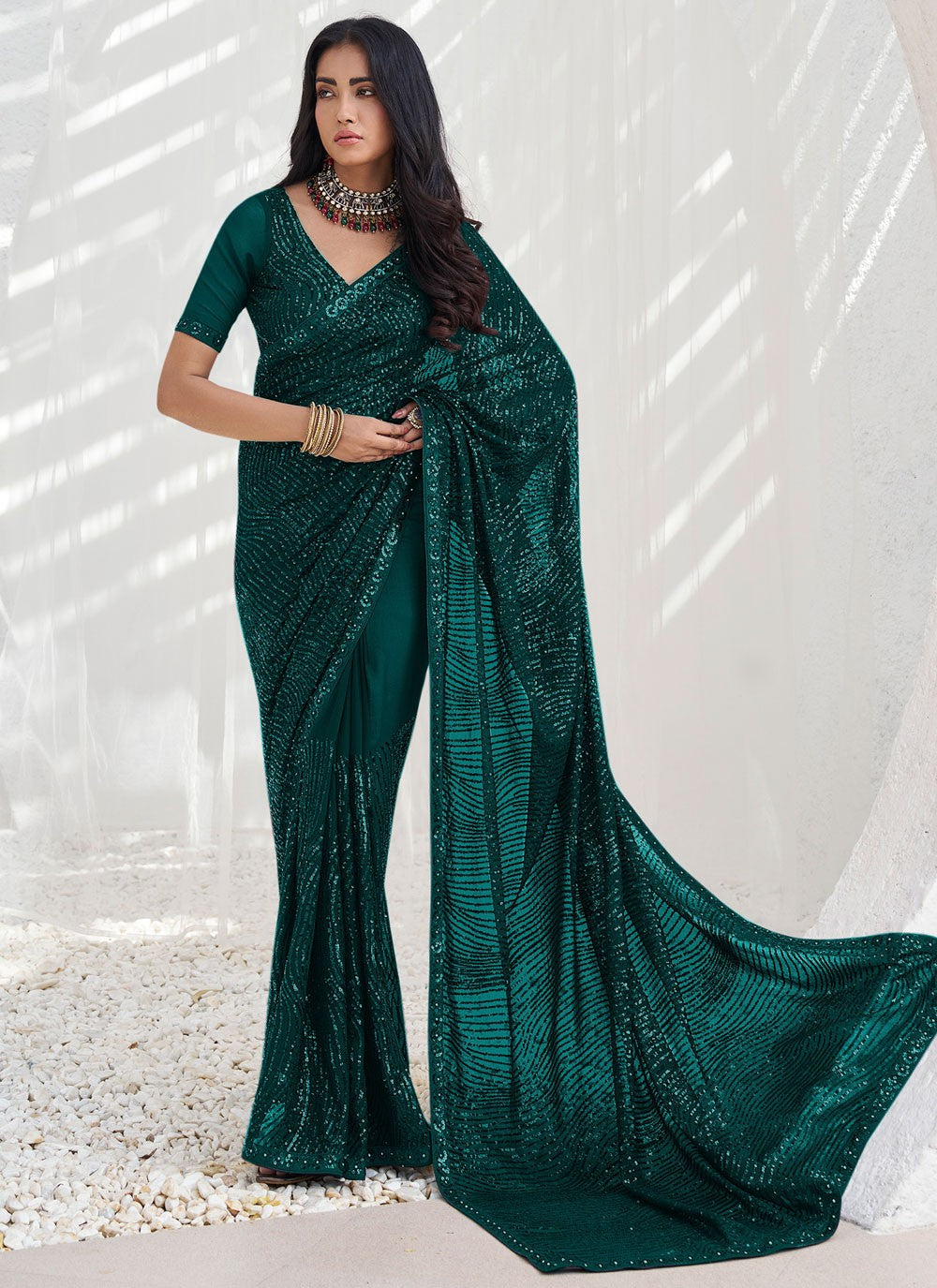 Classic Sequins Georgette Saree - S6402