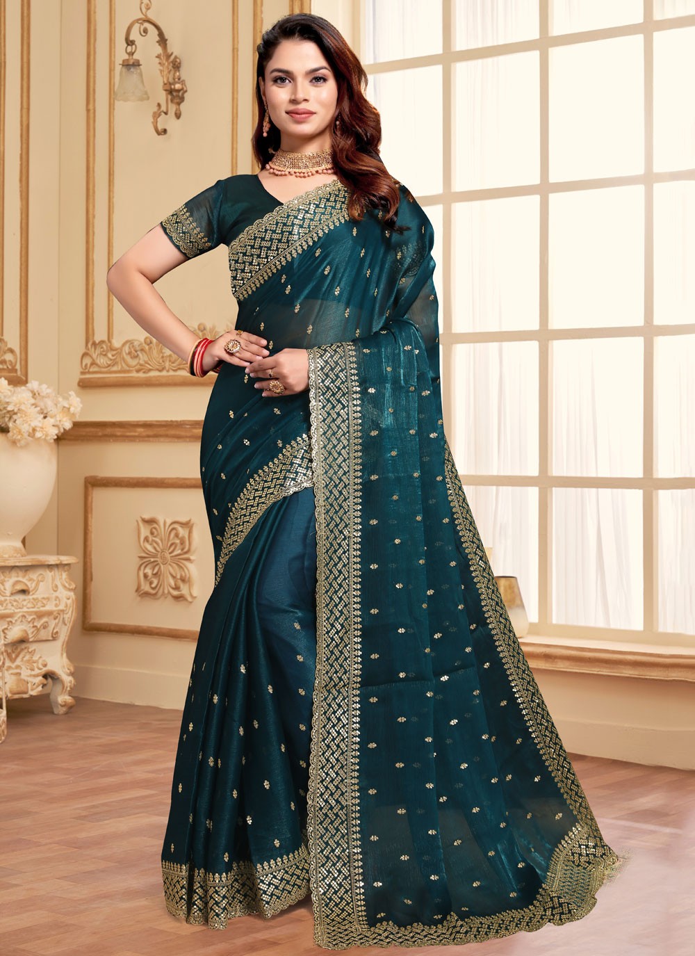 Classic Embroidered Jimmy Chu Saree - S8634