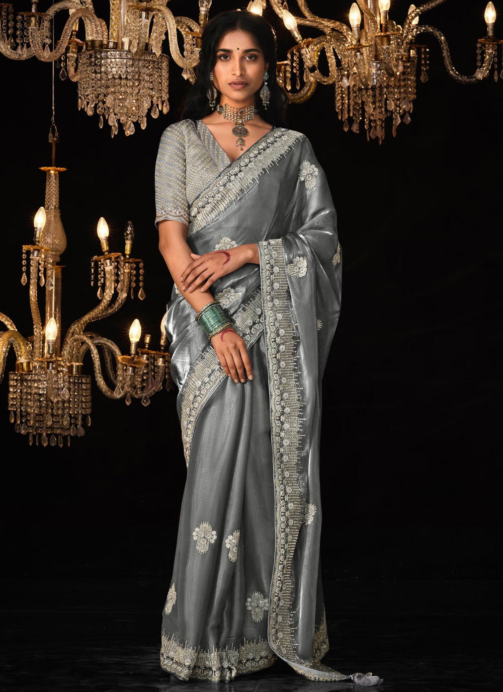 Classic Border Work Tussar Silk Saree - S6618