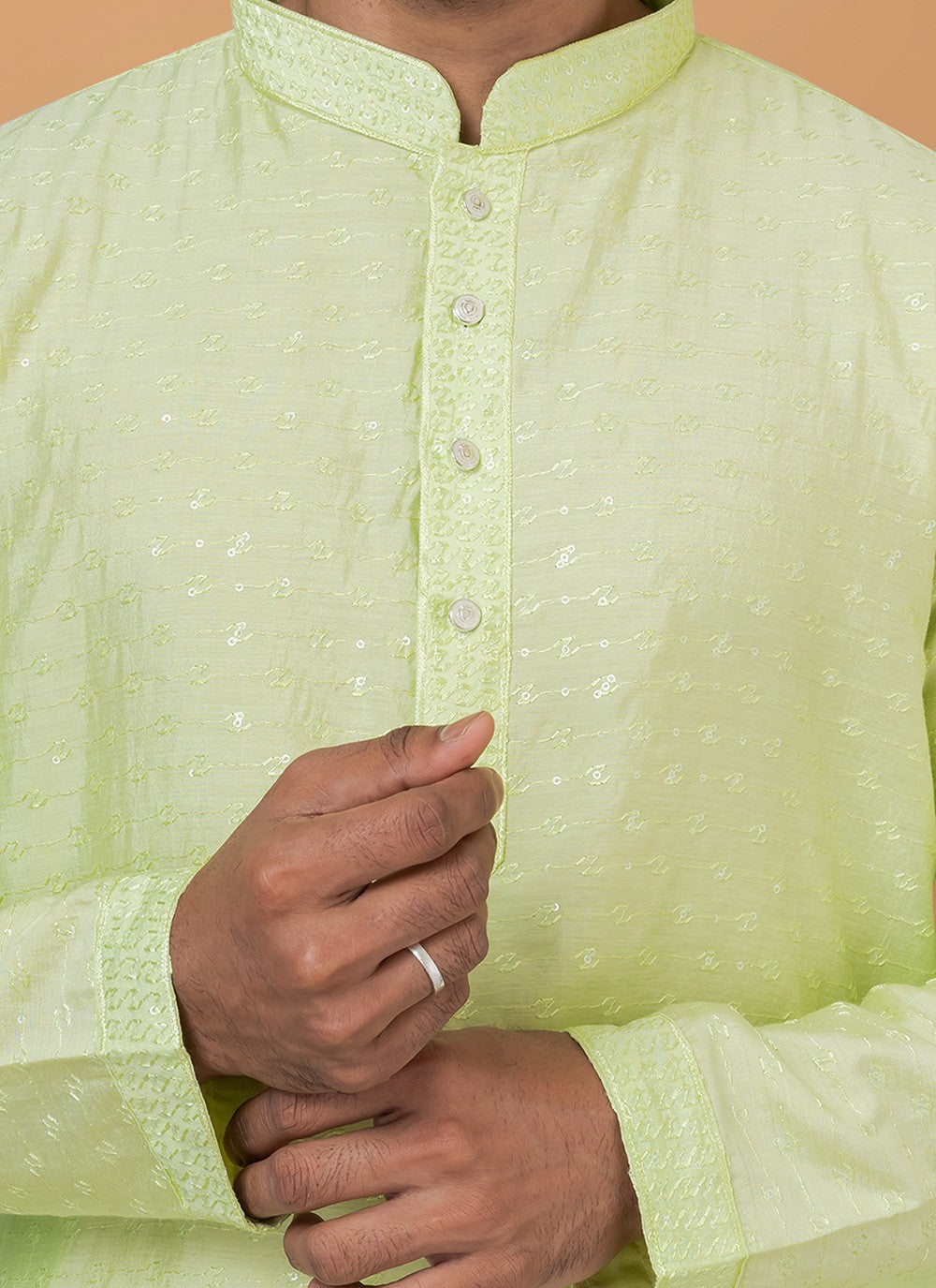 Embroidered Cotton , Viscose Green Kurta Pyjama - M6352