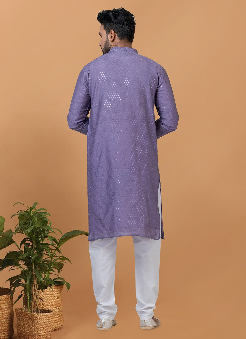 Embroidered Cotton , Viscose Purple Kurta Pyjama - M6351