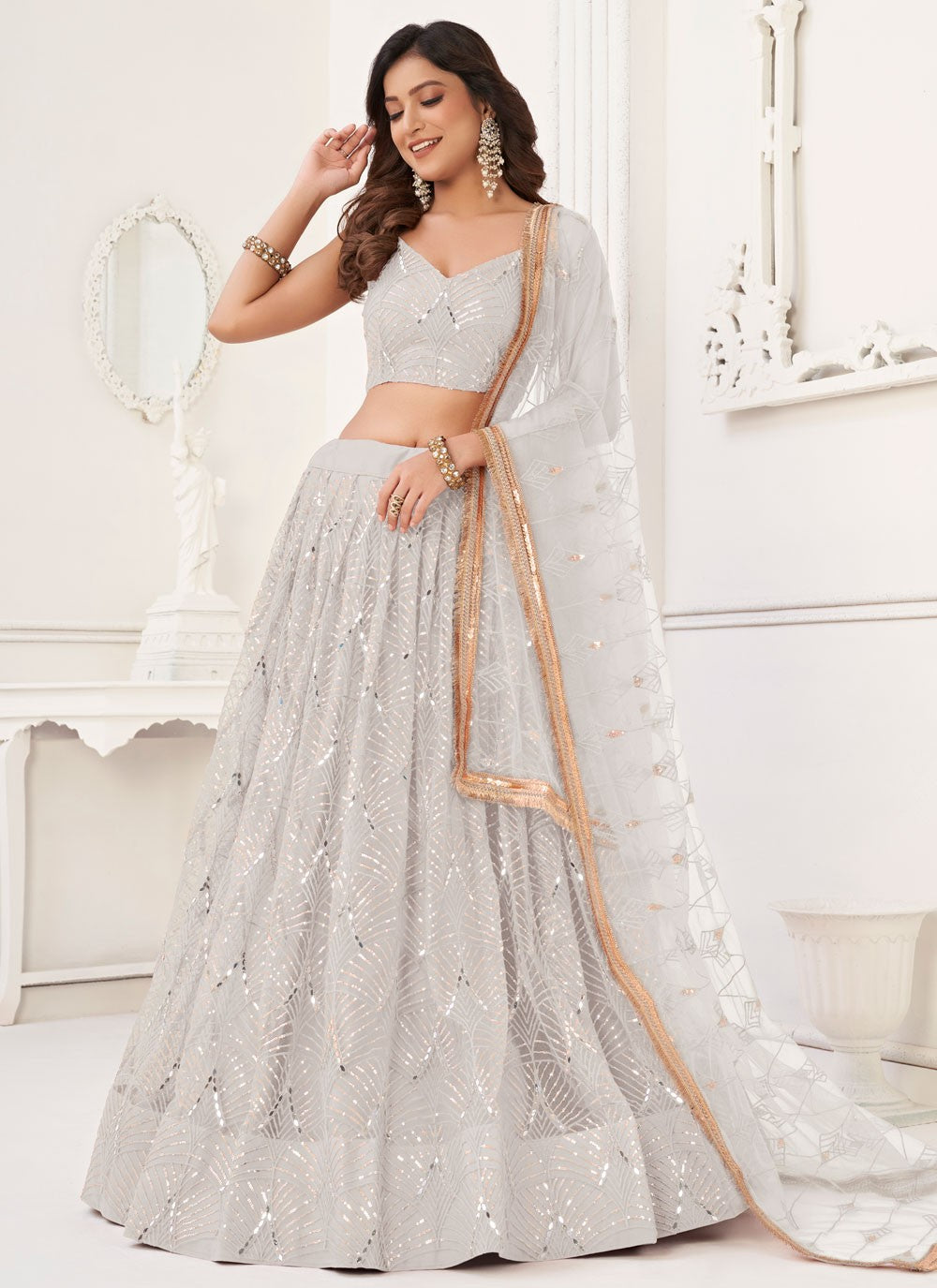 A - Line Lehenga Embroidered Net - L5067A